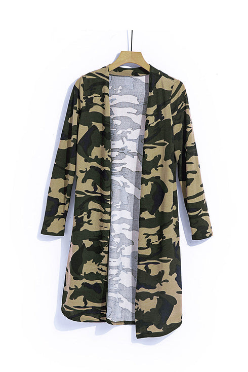 Print Colorblock Long Cardigan